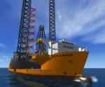 FSX Pilotable Heavy Lift Ship with  Oil Rig